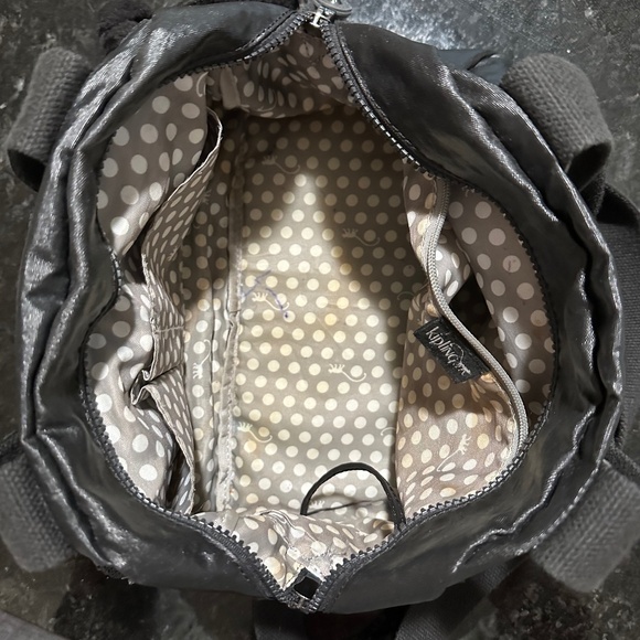 Kipling Defea, Black Metallic Satchel with Monkey and Shoulder Strap, VINTAGE! - Picture 8 of 10